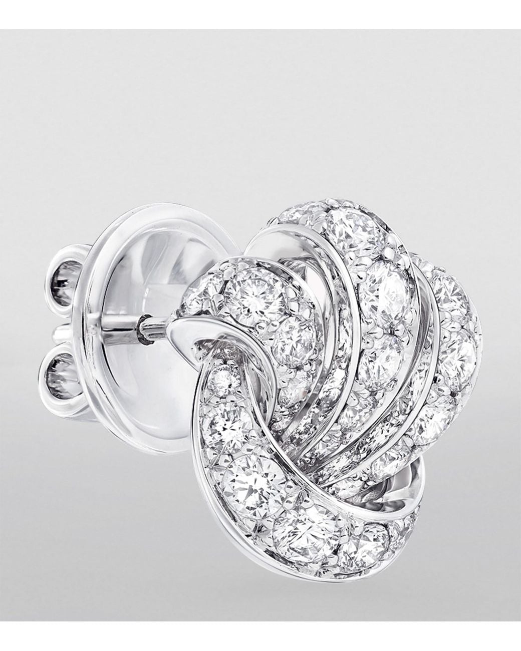 Graff Metallic White Gold And Diamond Tilda's Bow Stud Earrings