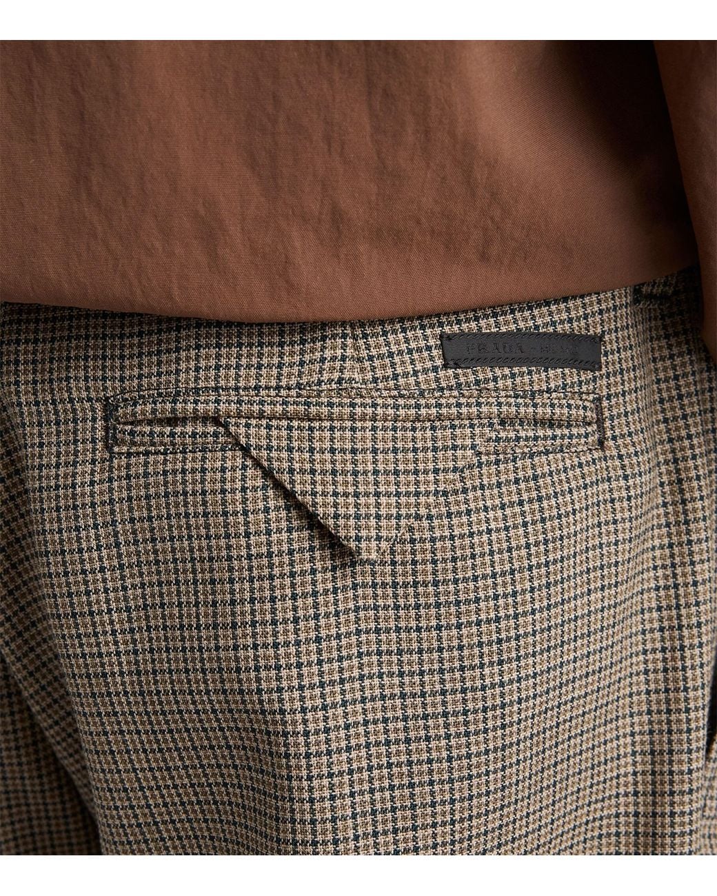Prada Gray Wool Houndstooth Slim-Fit Trousers for men