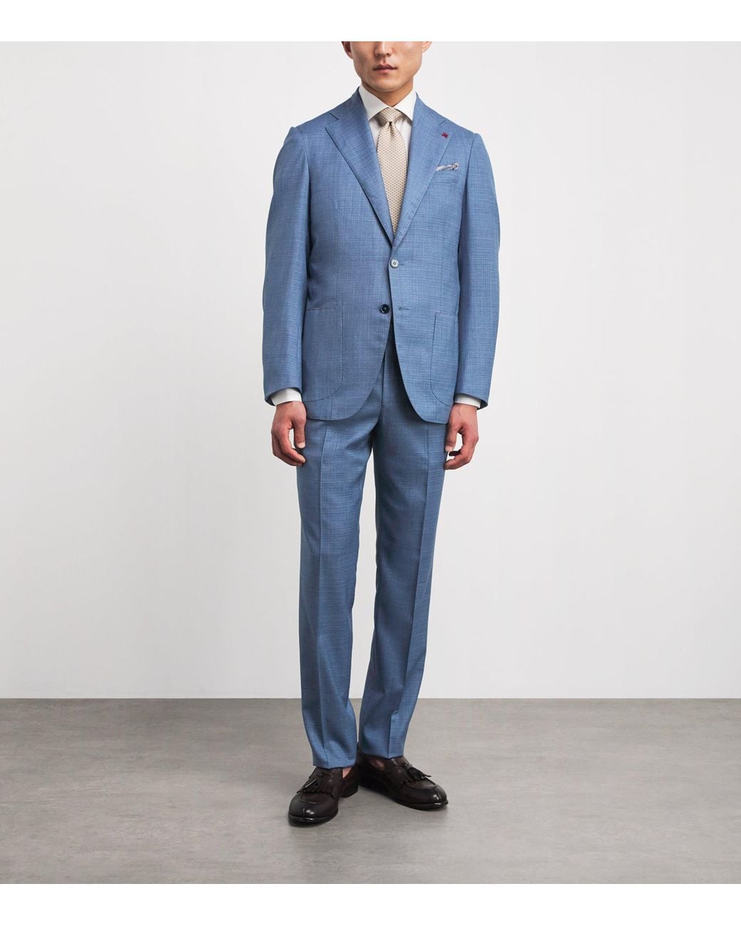 Isaia Blue Wool Sanita Trousers for men