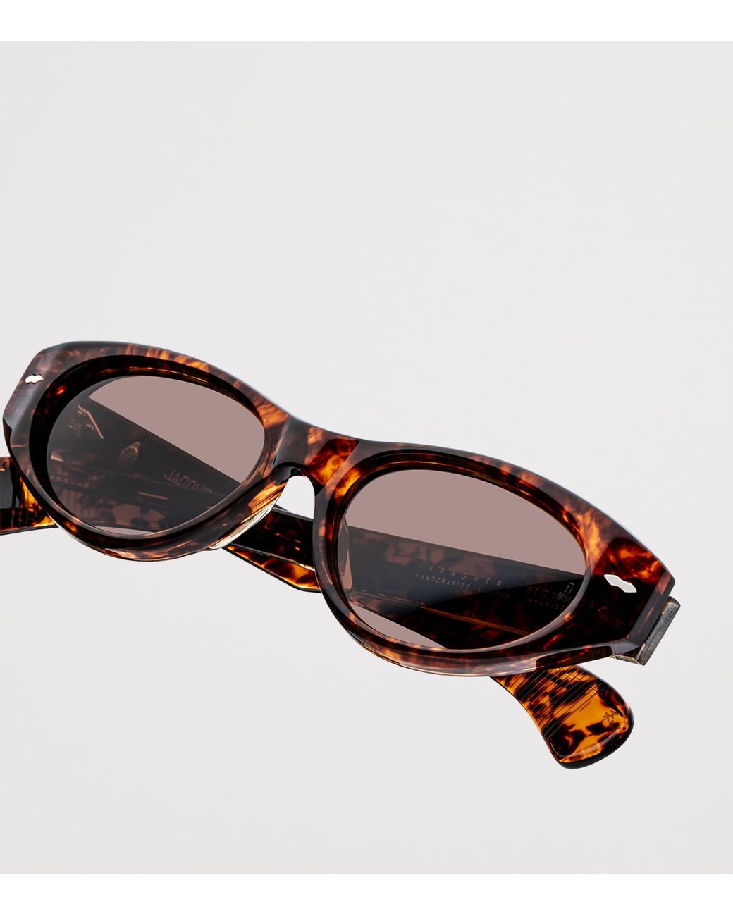 Jacques Marie Mage Black Tortoiseshell Krasner Oval Sunglasses