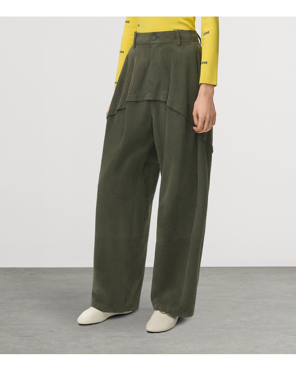 Loewe Green Suede Layered Trousers