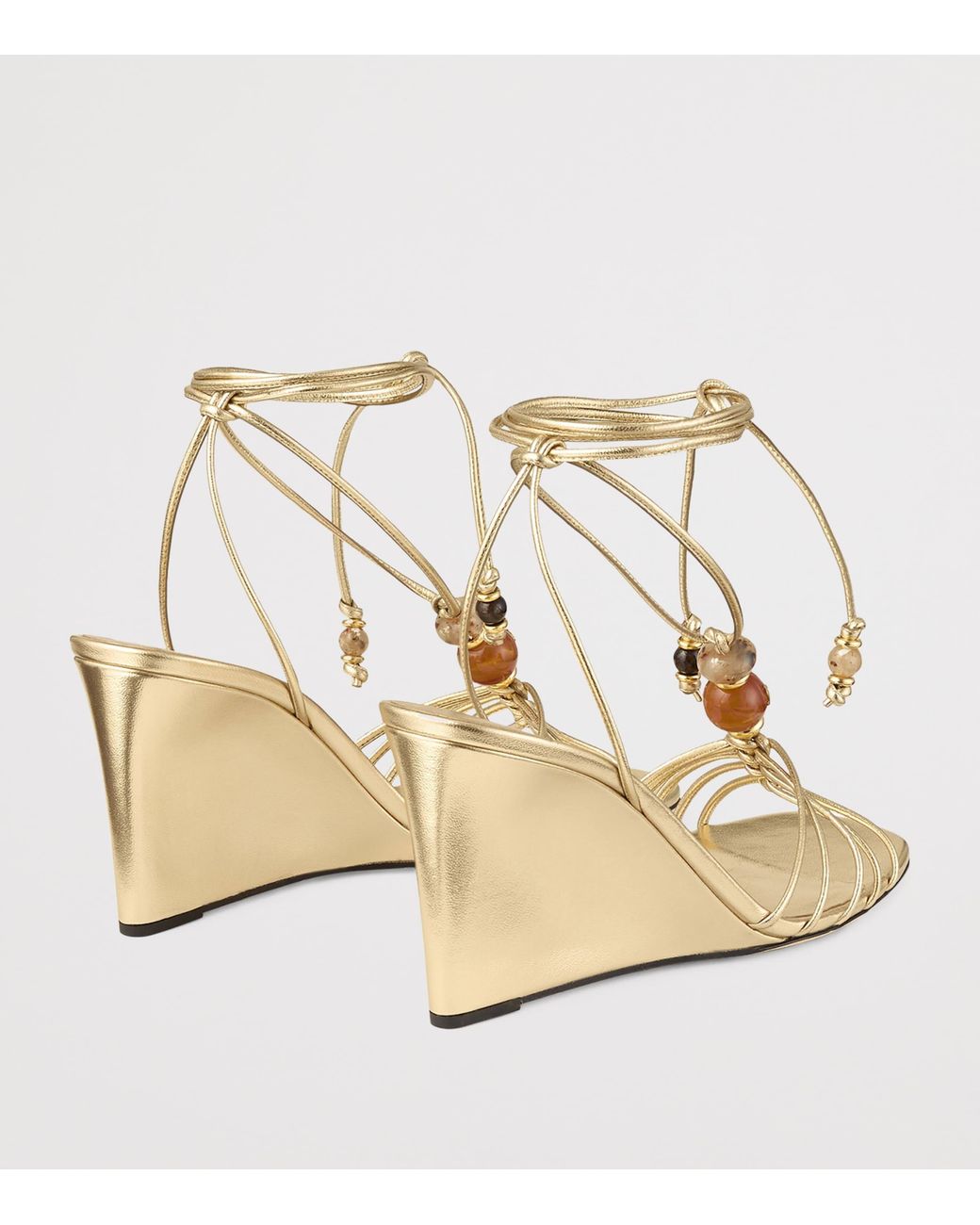 Jimmy Choo Lova 85 Metallic Leather Wedge Sandals