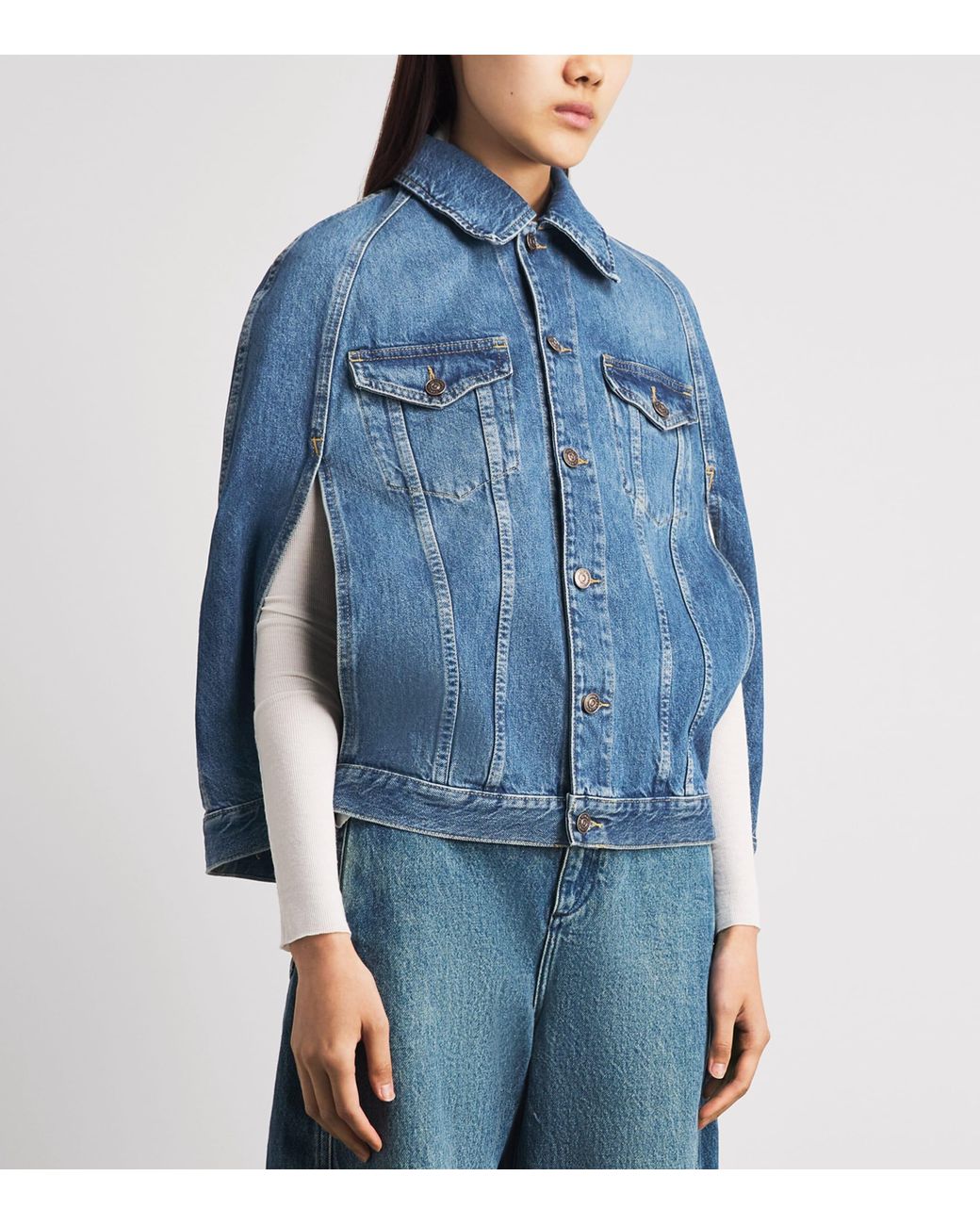 7 For All Mankind Blue Denim Cape
