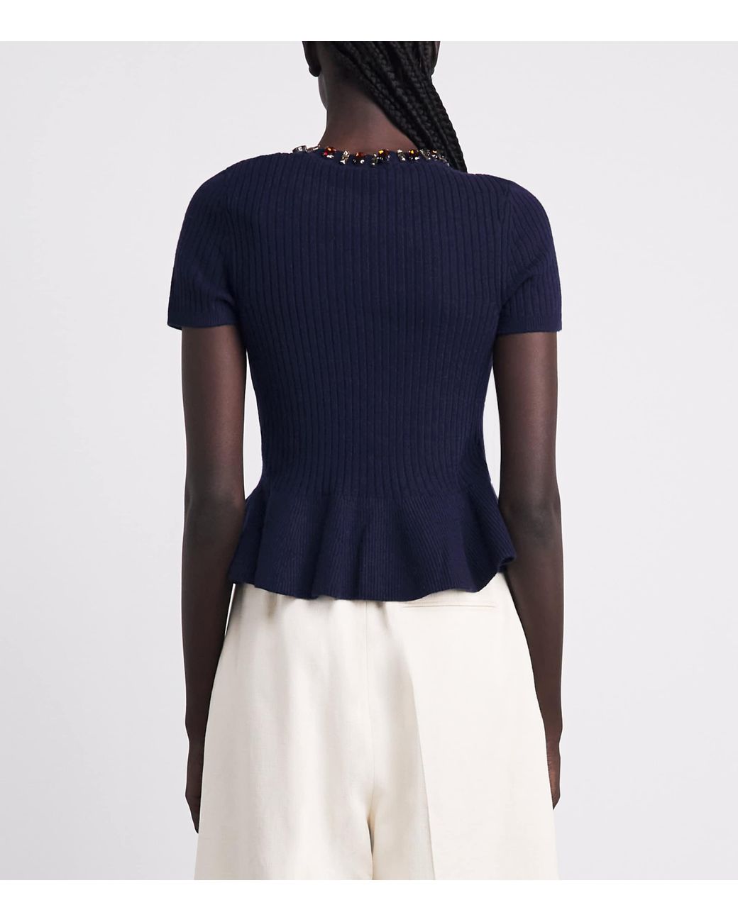 Sandro Blue Wool-Blend Embellished Sweater