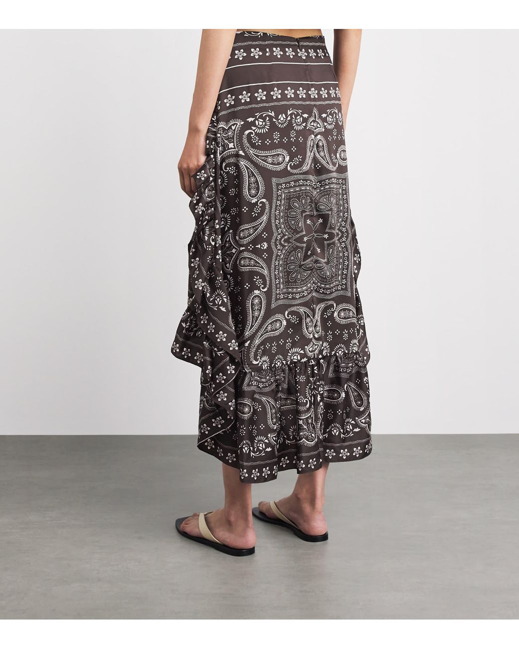 Sandro Gray Satin Bandana Asymmetric Midi Shirt
