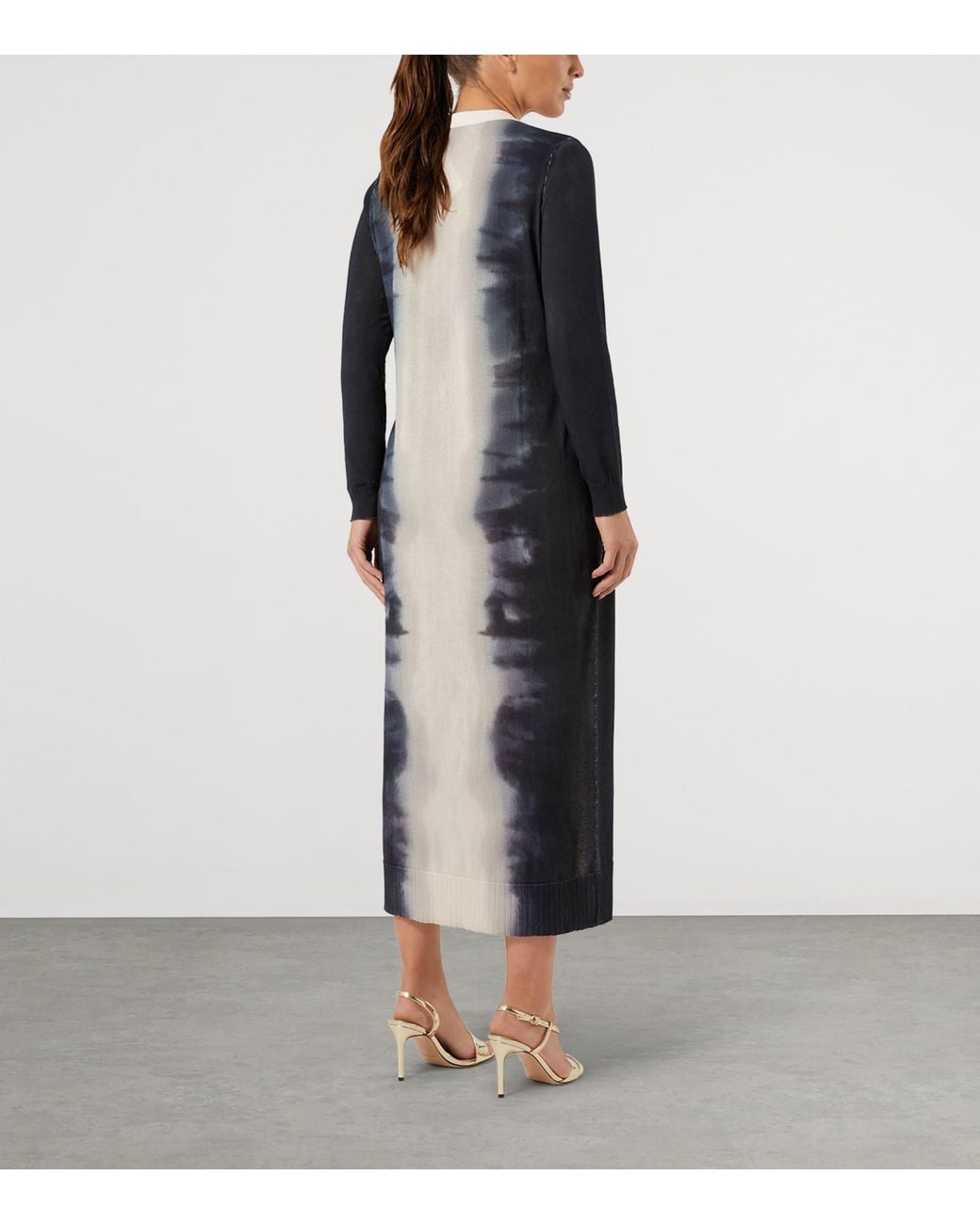 Marina Rinaldi Blue Knitted Cardigan Midi Dress