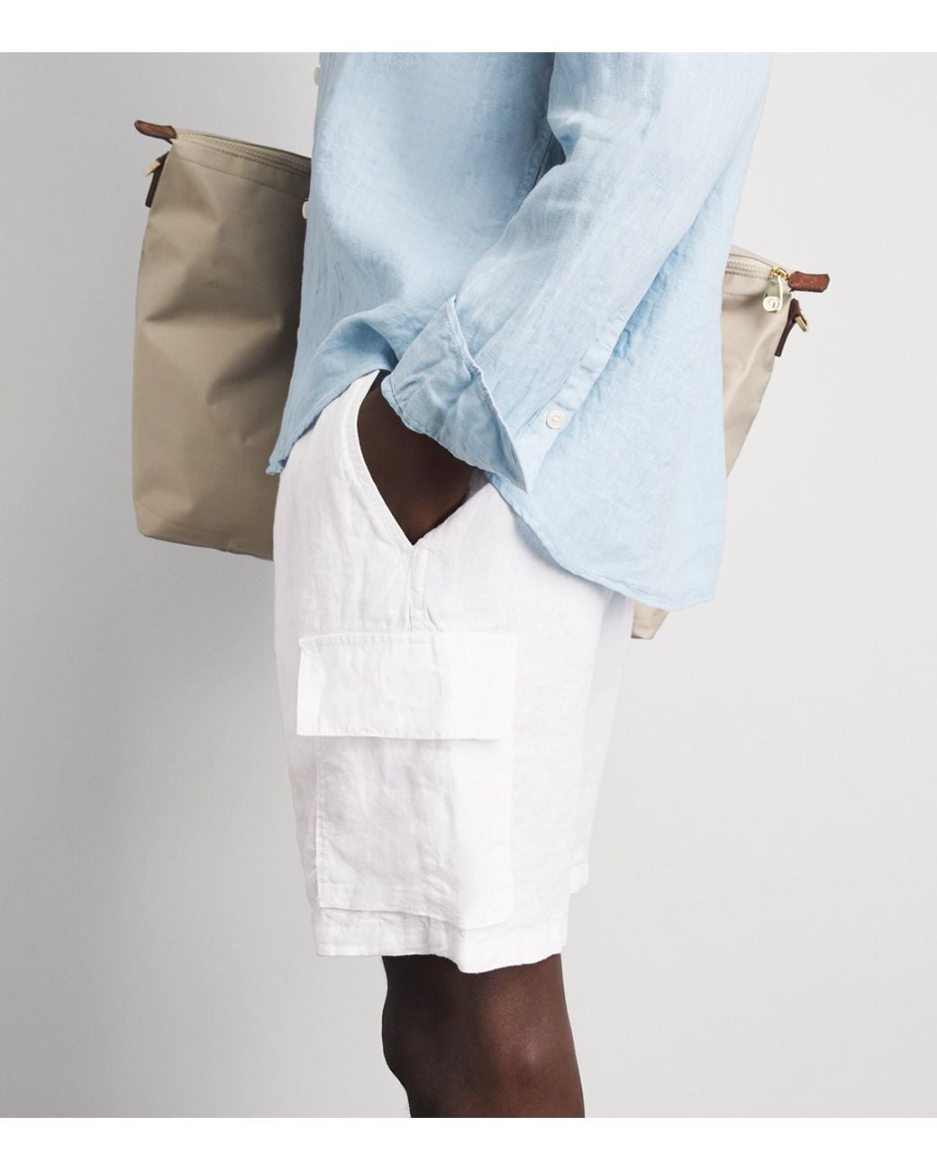 Vilebrequin White Linen Baie Cargo Shorts for men