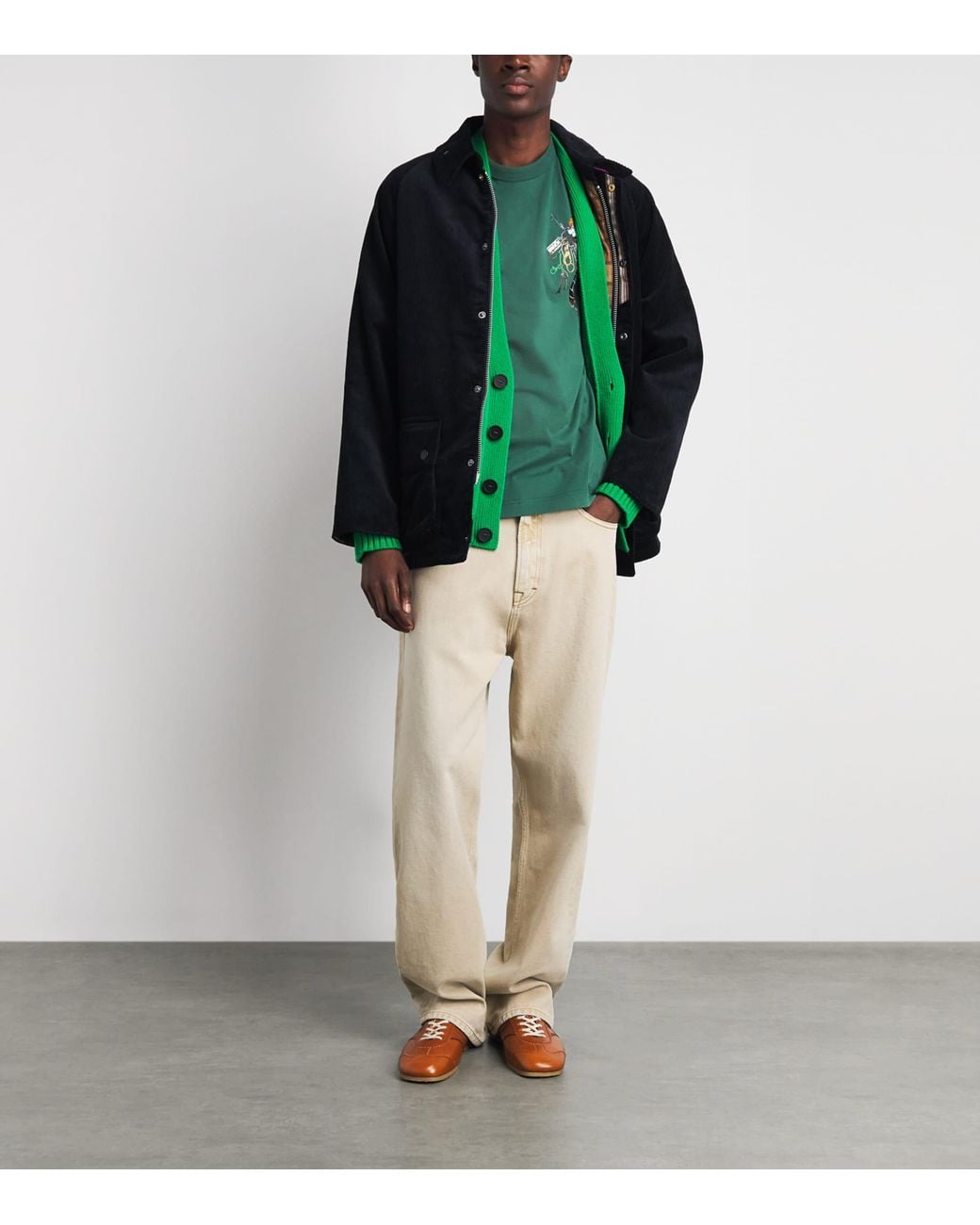 Barbour Green X Paul Smith Key Printed T-Shirt for men