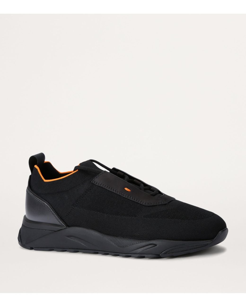 Santoni Black Technical-Knit Runner Sneakers for men