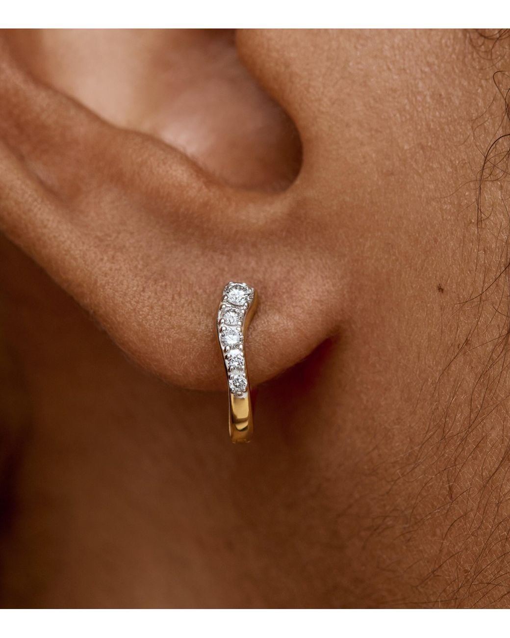 Monica Vinader Metallic Vermeil And Diamond Riva Huggie Earrings