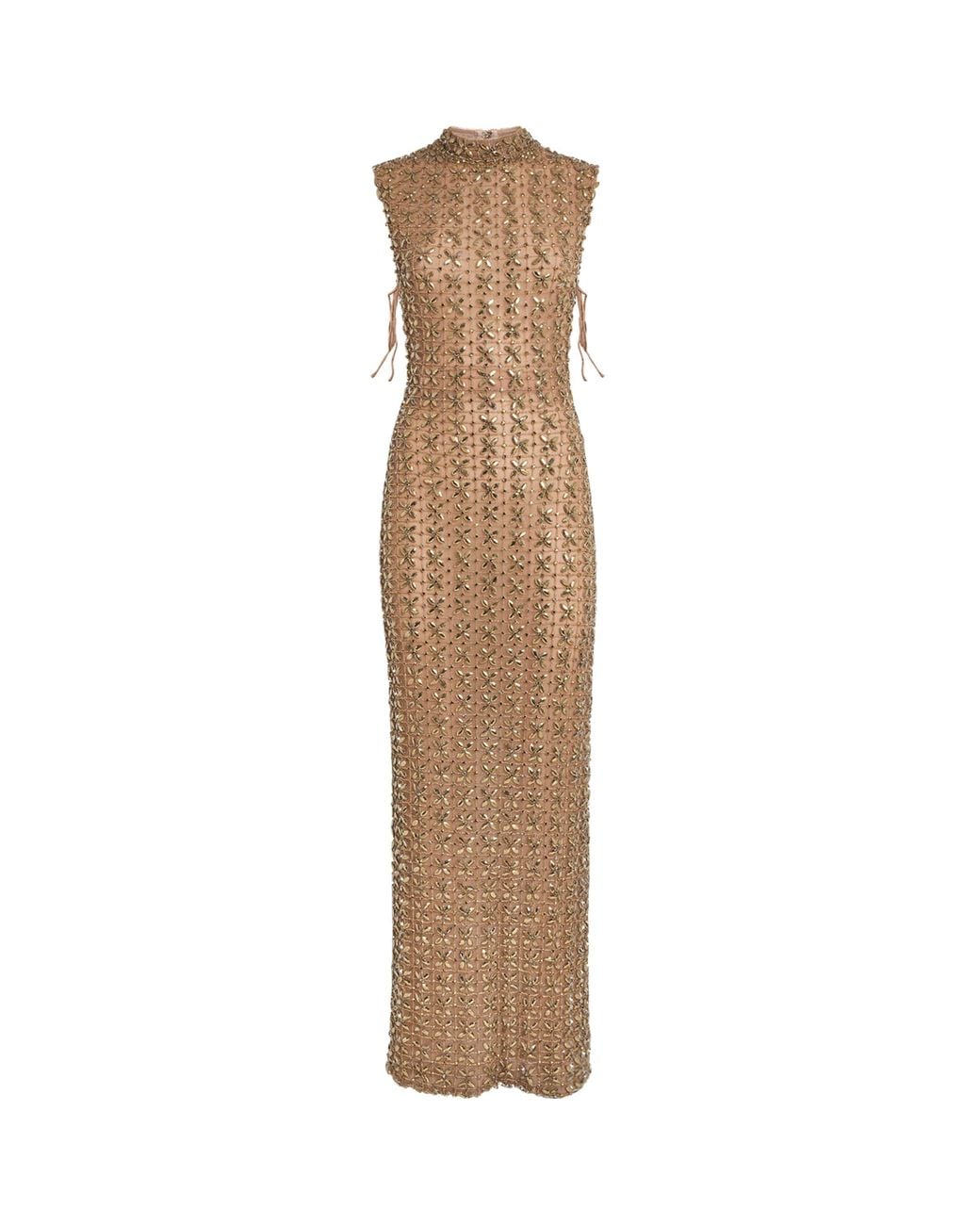 Rachel Gilbert Natural Embellished Indi Gown