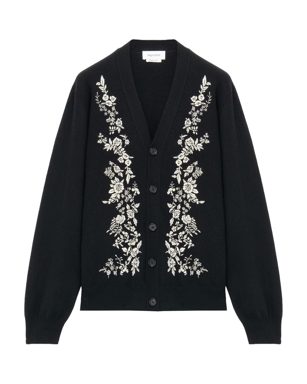 McQueen Black Wool Embroidered Cardigan for men