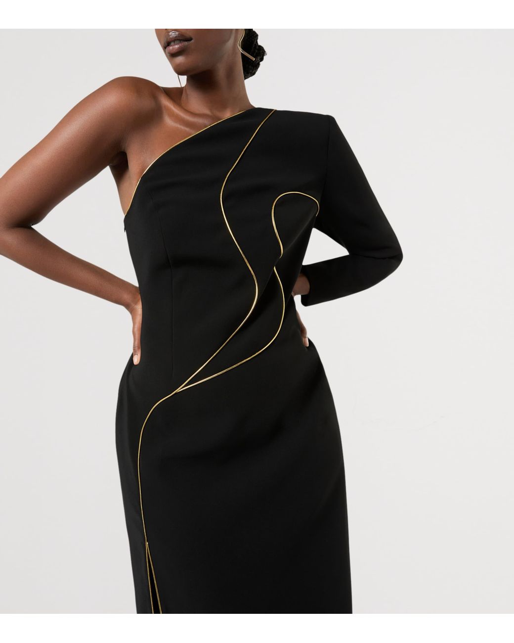 Marina Rinaldi Black One-Shoulder Maxi Dress