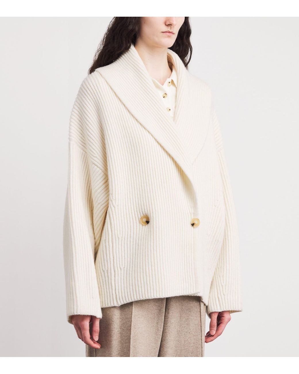 Vince White Wool-Blend Sweater Coat