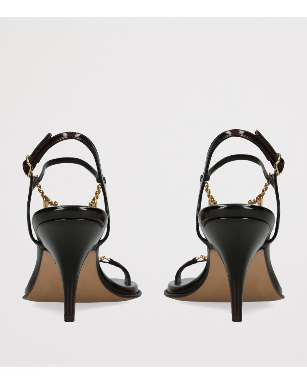 Chloé Black Patent Leather Zia Heeled Sandals 80