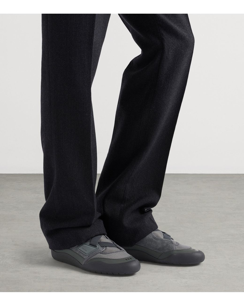 Prada Black Leather-Mesh Speedrock Sneakers for men