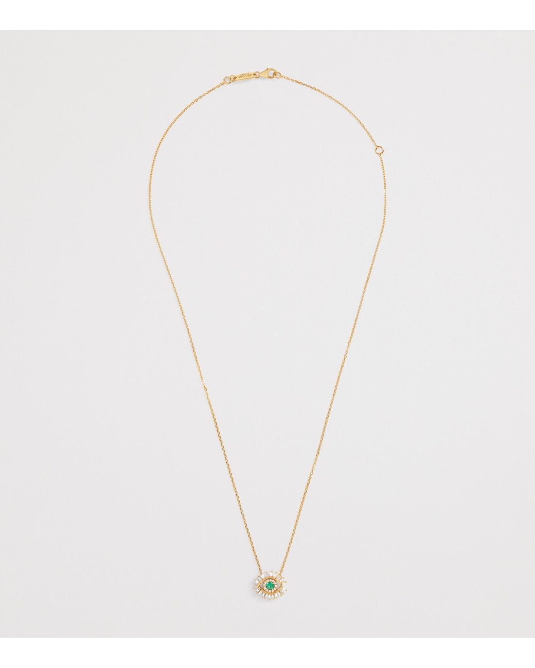 Suzanne Kalan Metallic Diamond And Emerald Mini Evil Eye Pendant Necklace