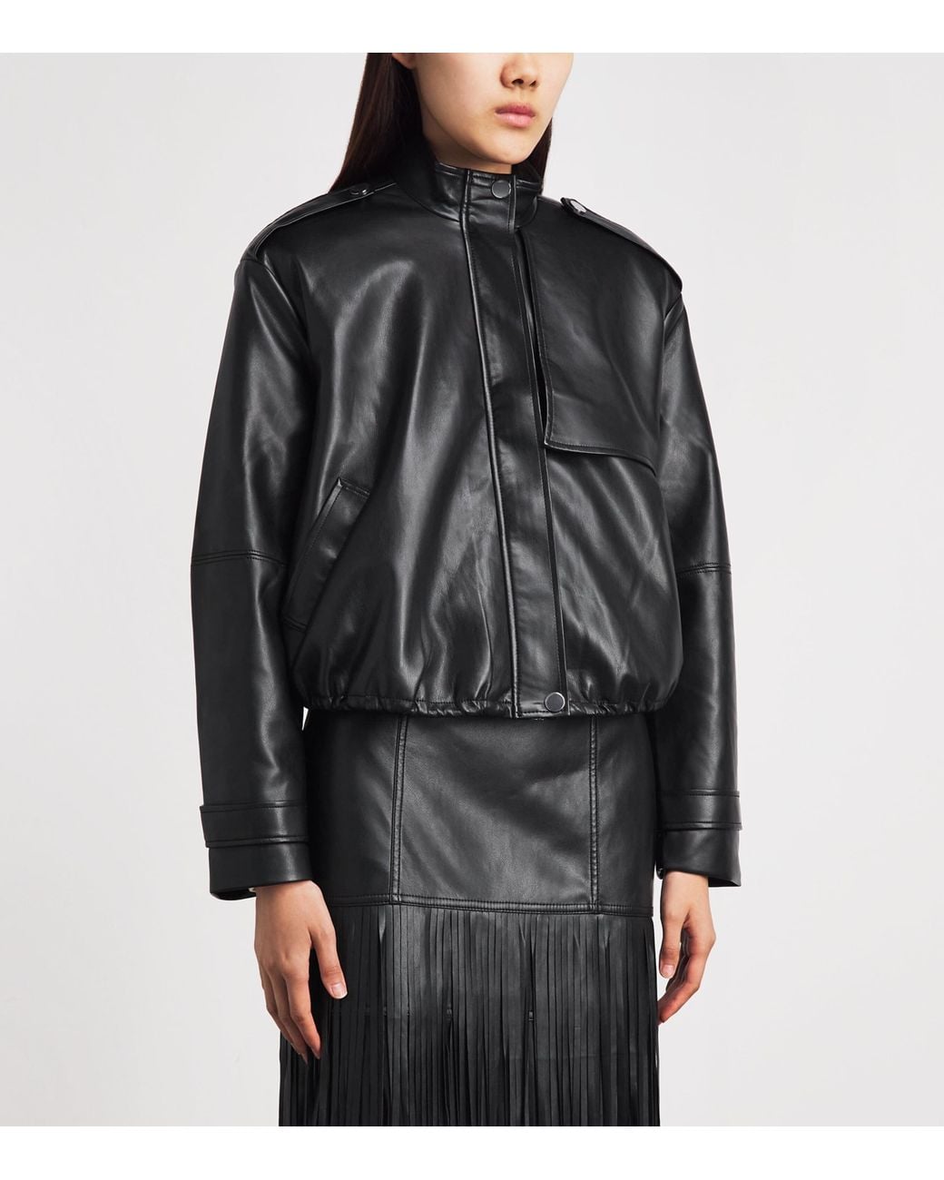 Toccin Black Funnel-Neck Alyssa Bomber Jacket