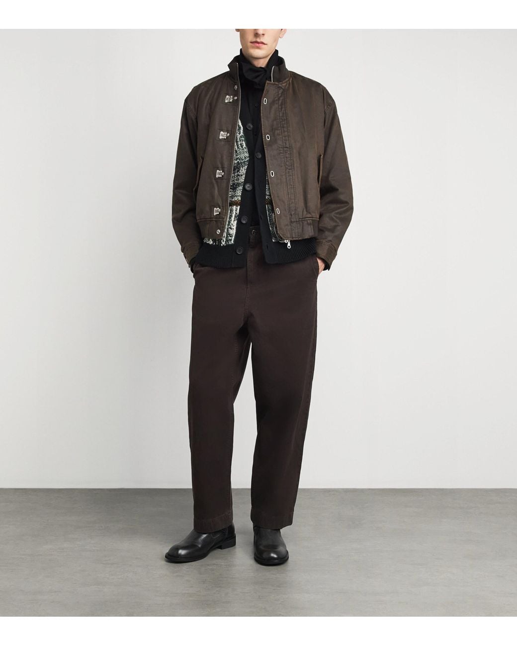 Wooyoungmi Gray Cotton Canvas Wide-Leg Jeans for men