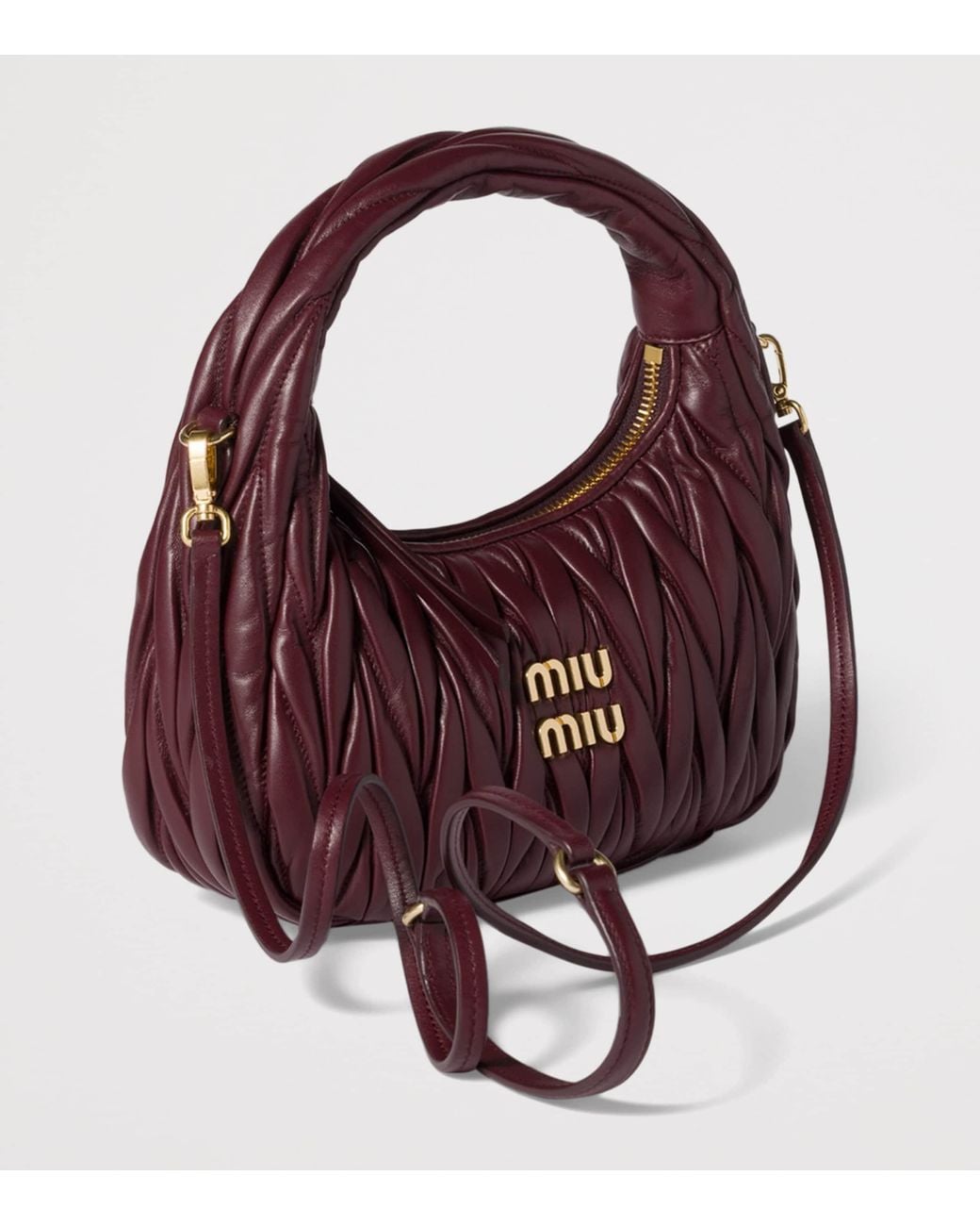 Miu Miu Purple Small Matelassé Lambskin Wander Top-Handle Bag