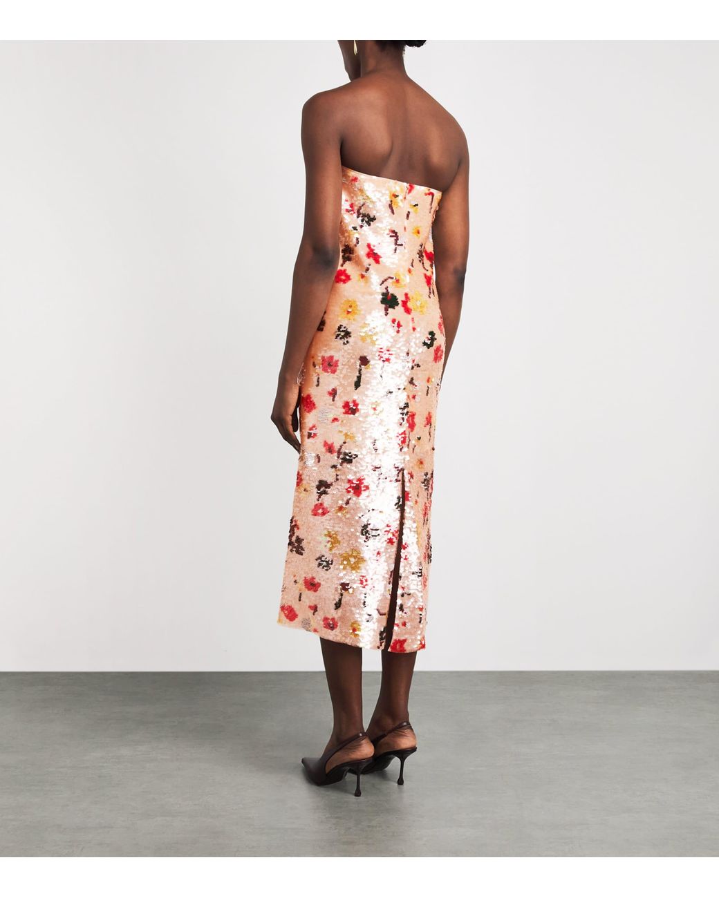 Tory Burch White Strapless Sequin Midi Dress