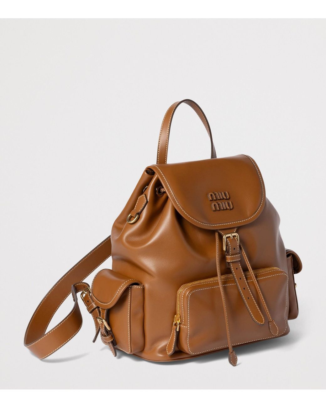 Miu Miu Brown Leather Backpack Medium