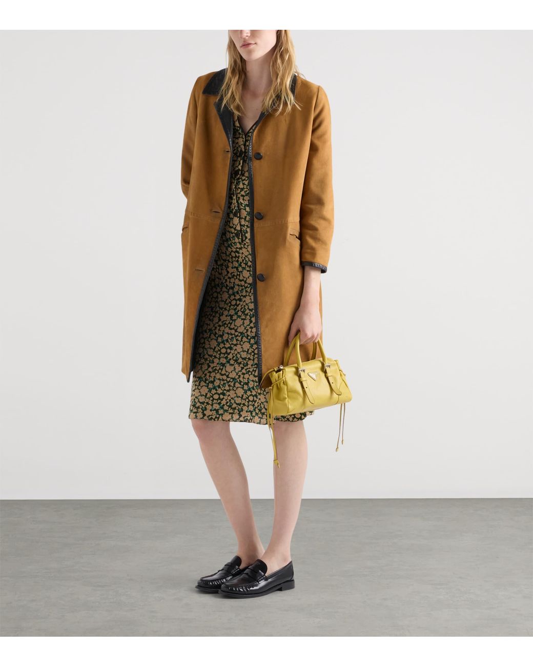 Prada Yellow Small Calfskin Bonnie Top-Handle Bag