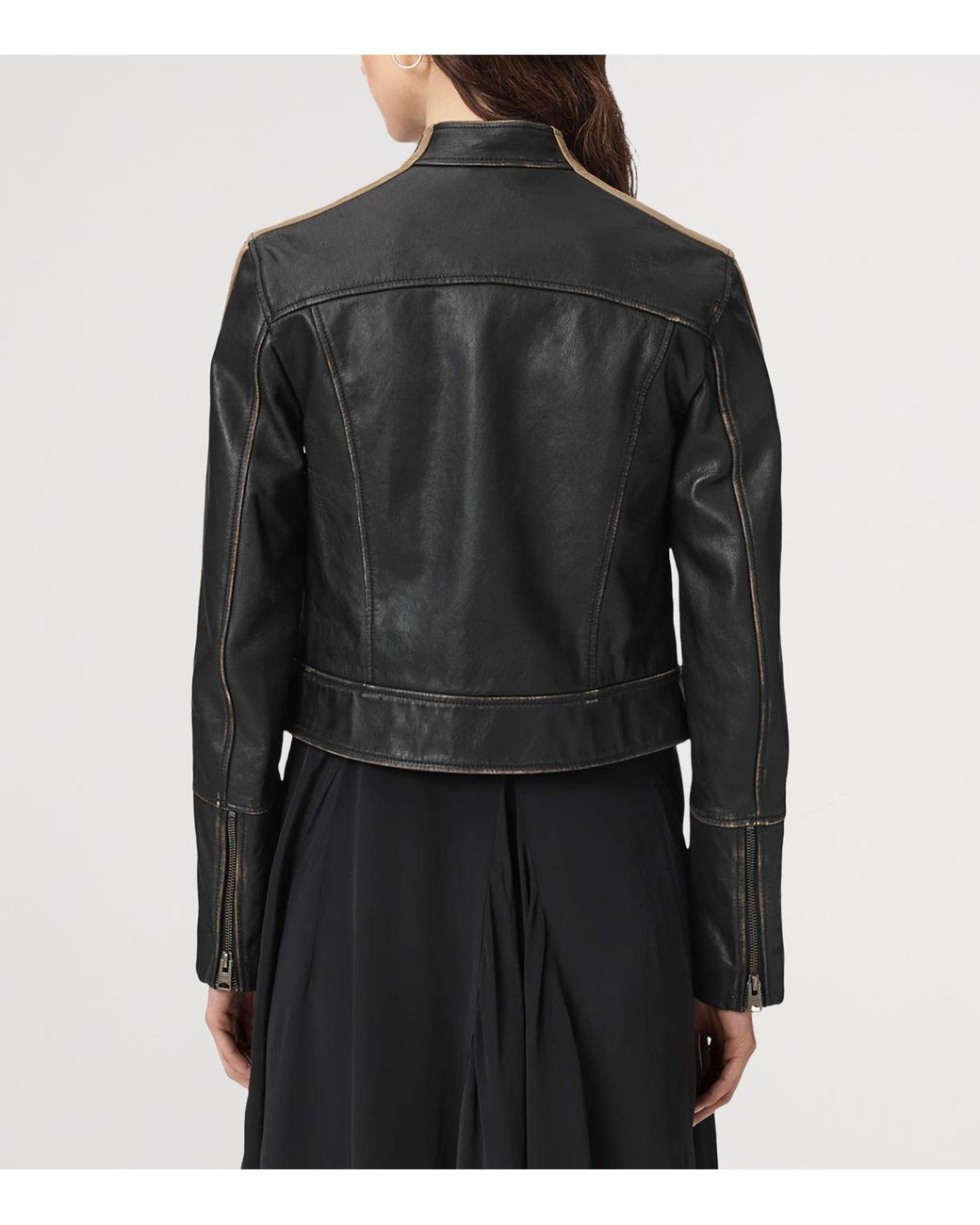 AllSaints Black Tiggy Biker Leather Jacket
