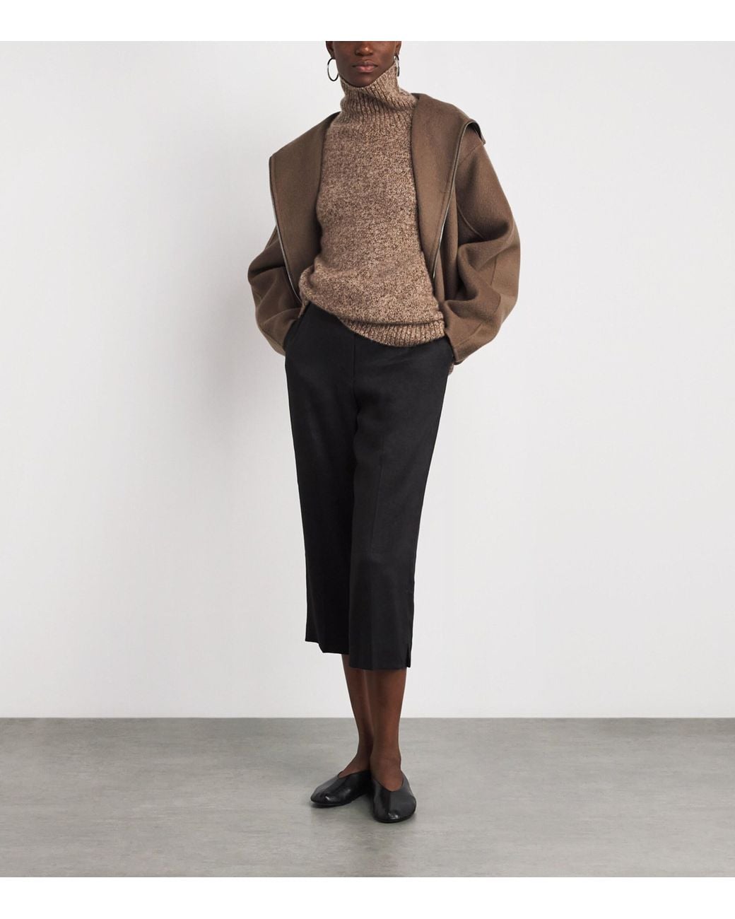 Almada Label Brown Wool Funnel-Neck Lindy Coat