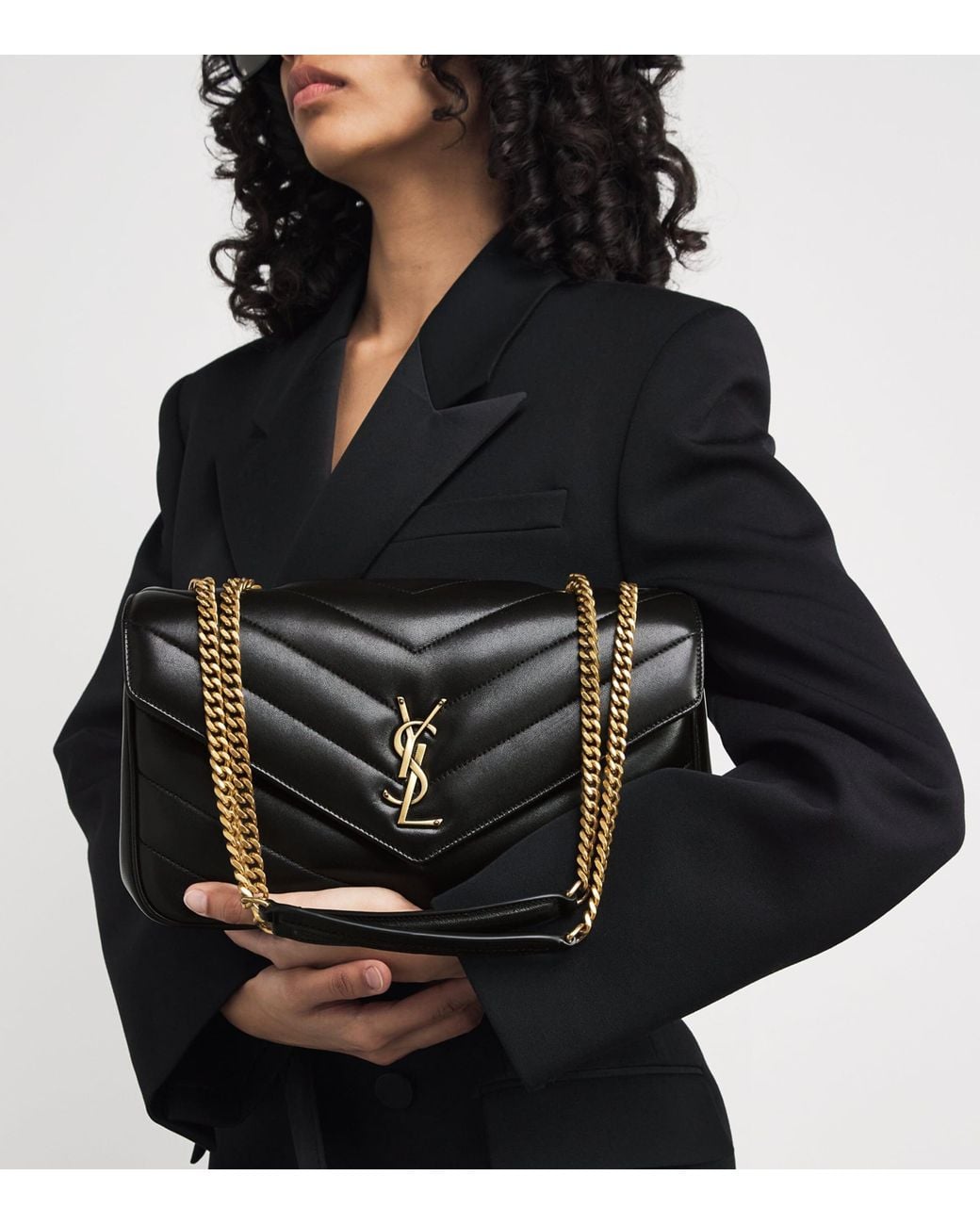 Saint Laurent Black Loulou Medium Shoulder Bag Lamb Leather