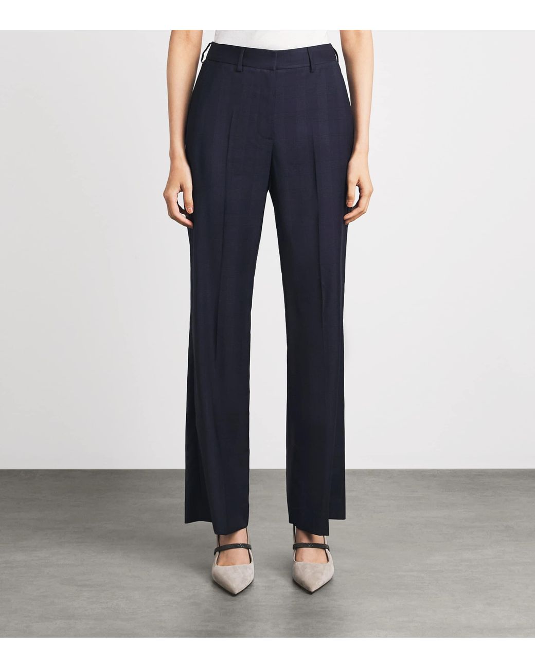 Blazé Milano Blue Virgin Wool Check Lundy Tailored Trousers