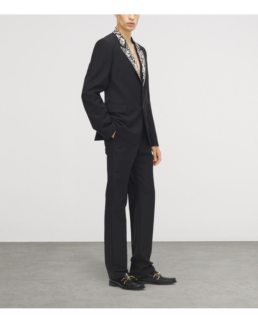 McQueen Black Wool-Mohair Embroidered Blazer for men