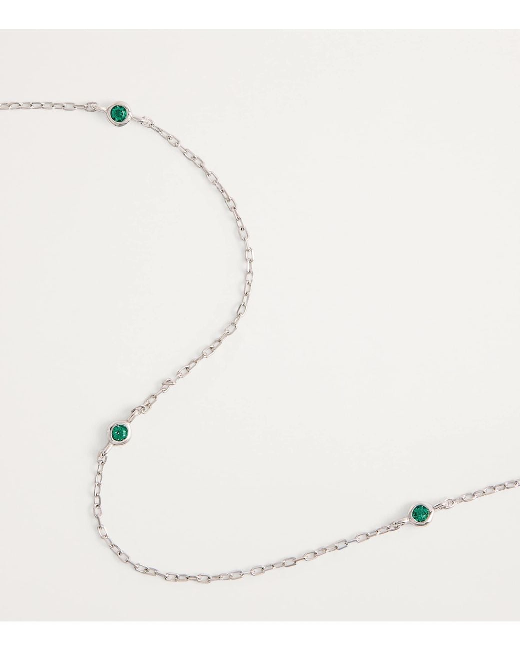 Astrid & Miyu White And Emerald Charm Necklace