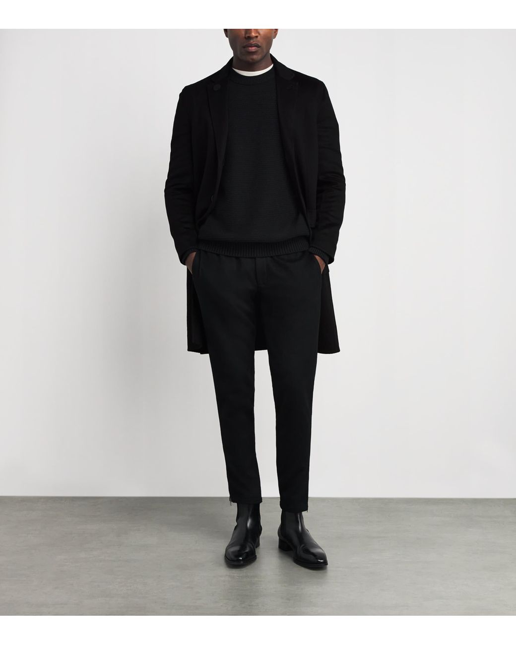 Alan Scott Black Cashmere-Blend Double-Face Coat for men