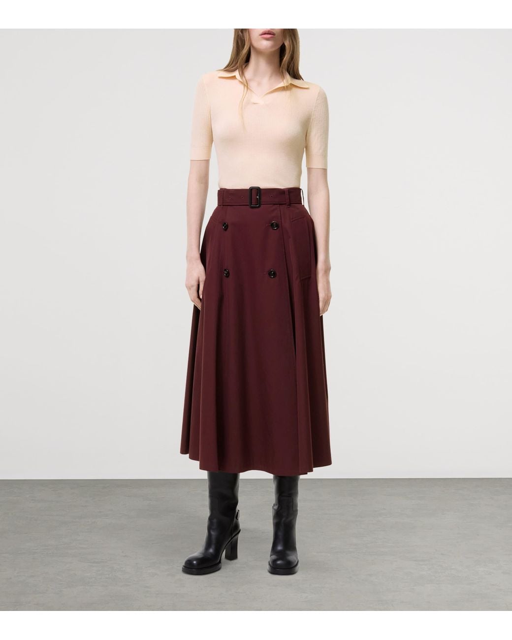 Burberry Purple Gabardine Midi Skirt