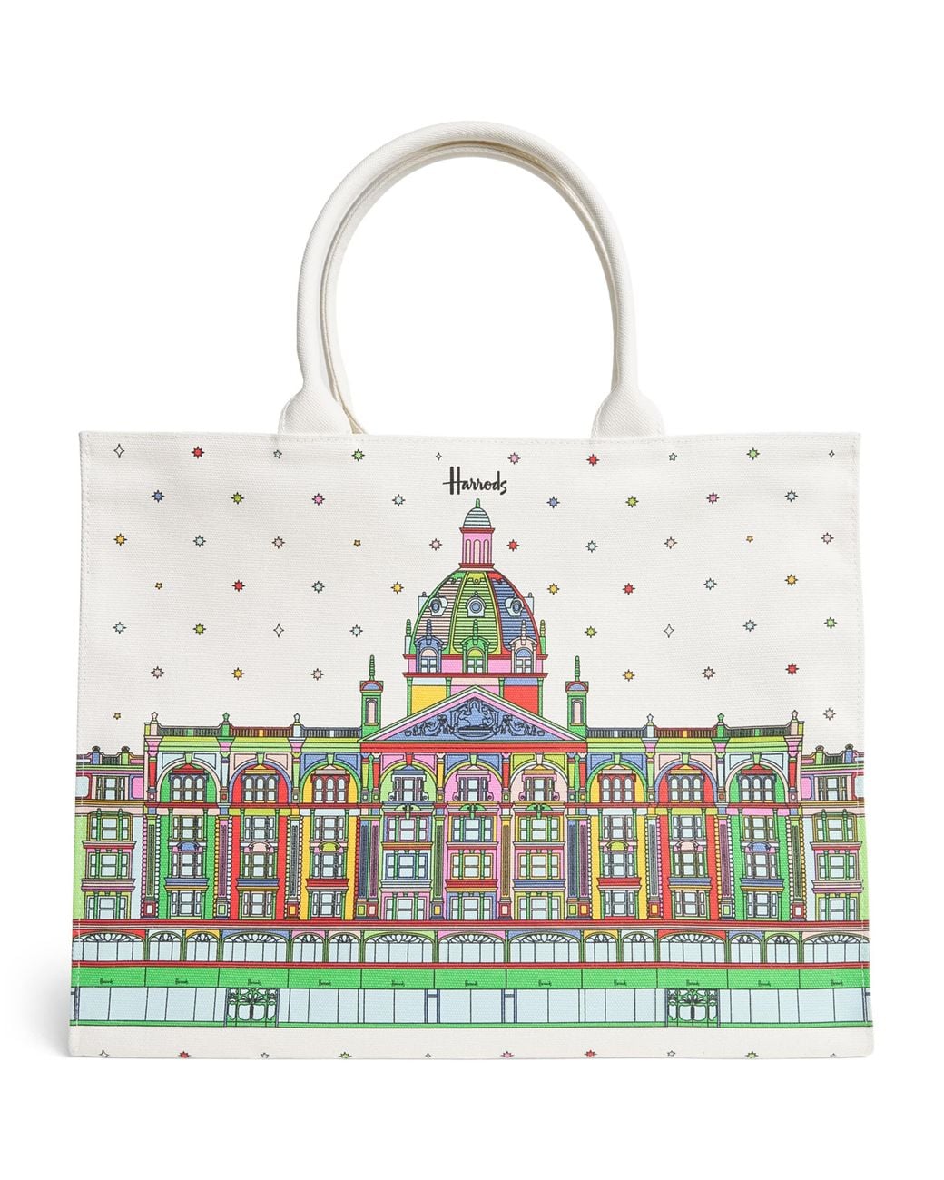 Harrods Multicolor Canvas Colour-Pop Building Tote Bag