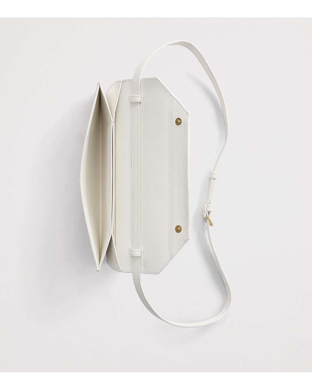 Bottega Veneta White Leather Intrecciato Piccolo Envelope Pouch