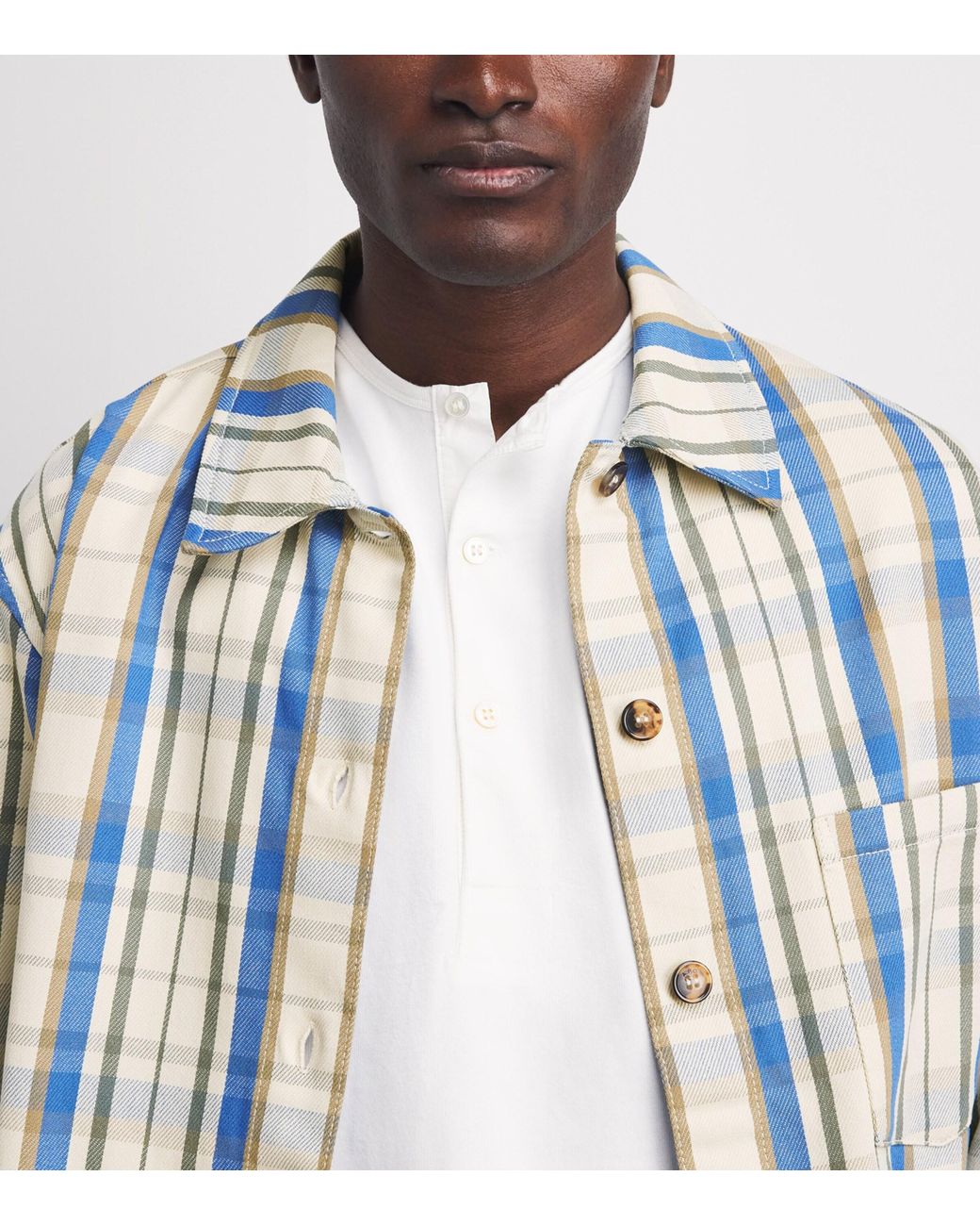 A.P.C. Blue Cotton Check Overshirt for men