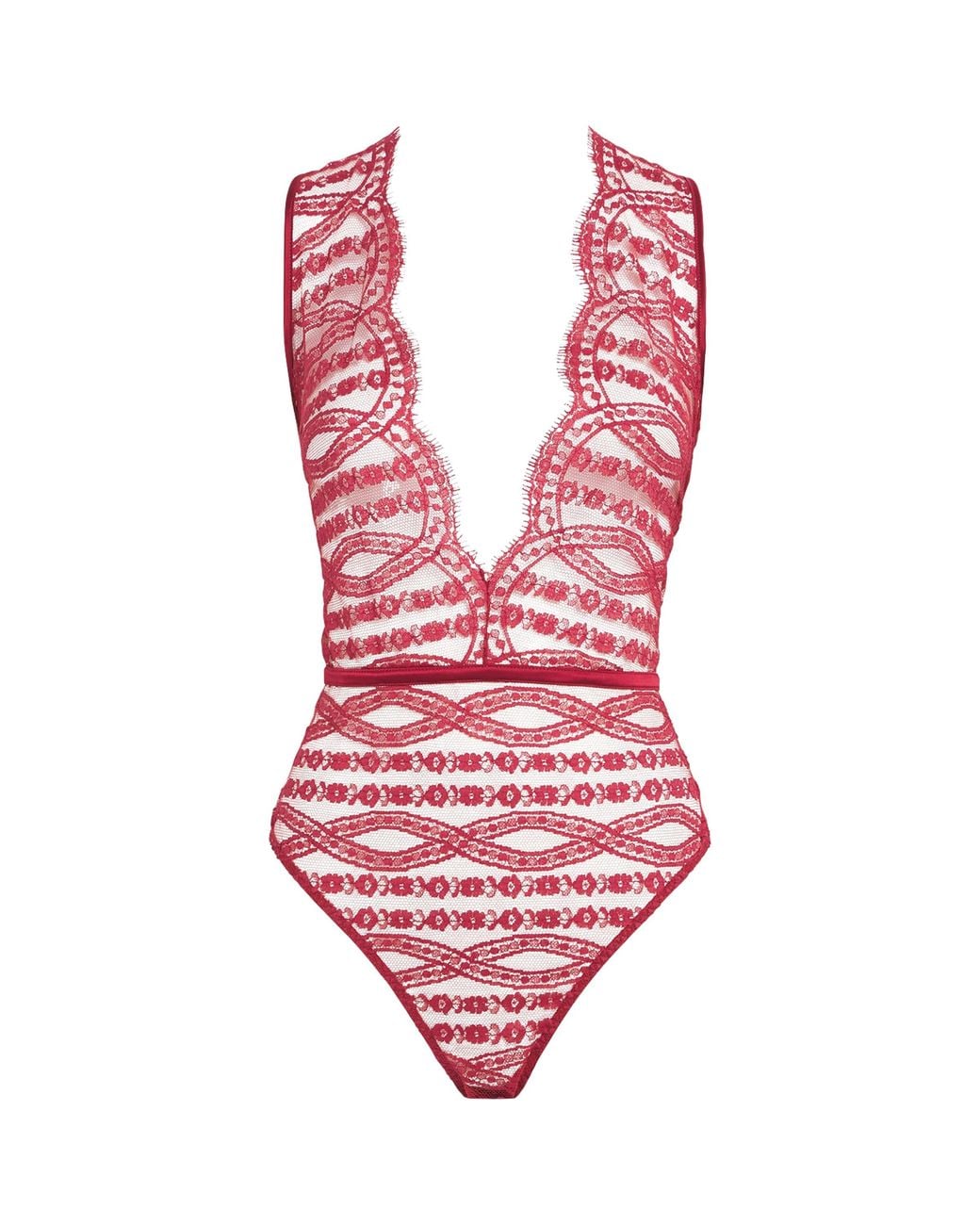 Coco De Mer Red Lace Renata Bodysuit