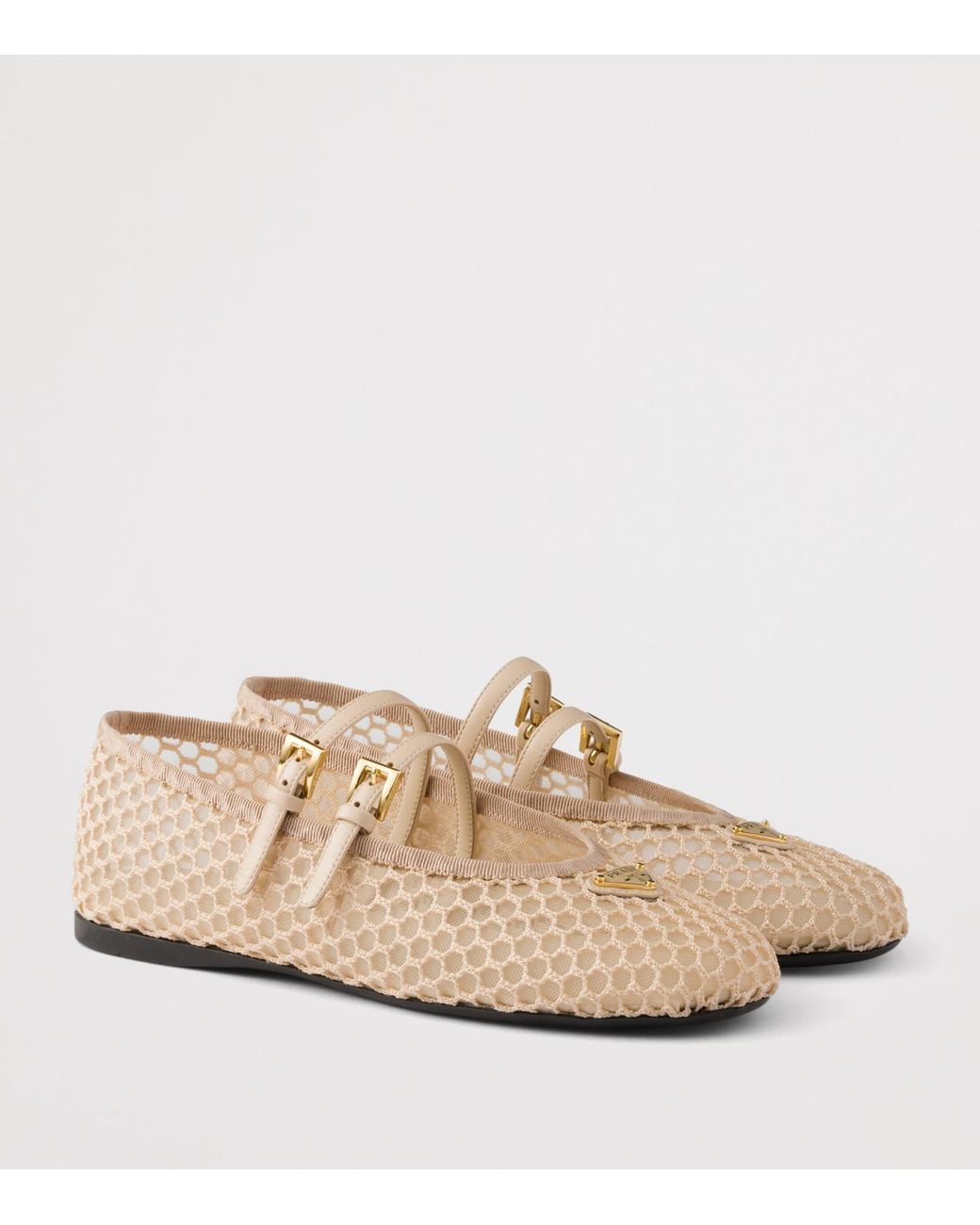 Prada Natural Mesh Triangle Ballet Flats