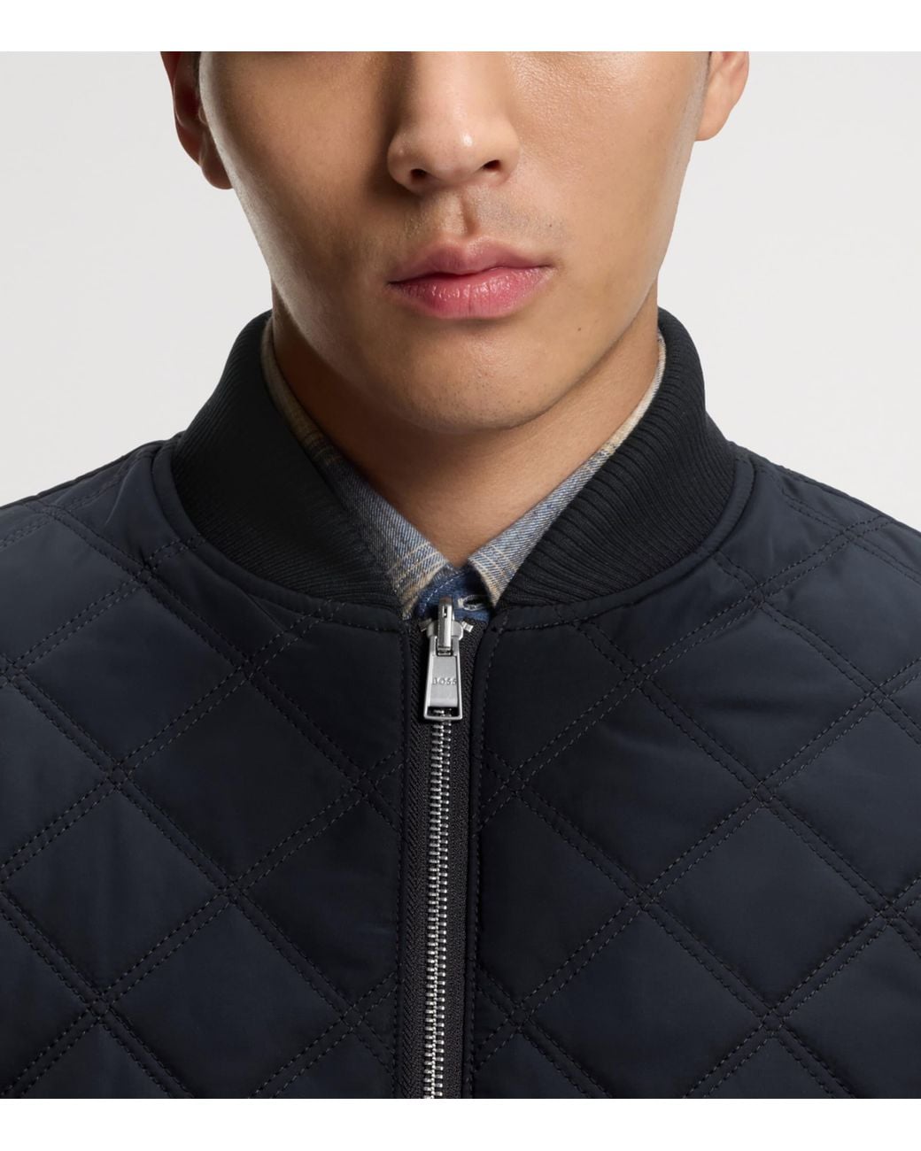 Boss Blue Water-Repellent Quilted Jacket for men