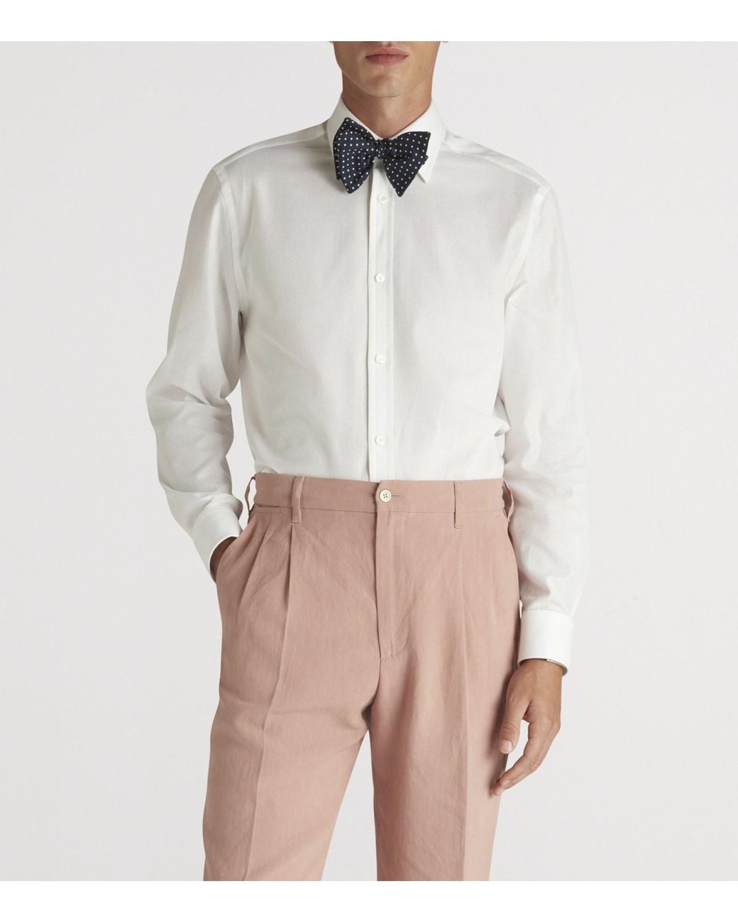 Dunhill White Cotton Giro Inglese Shirt for men