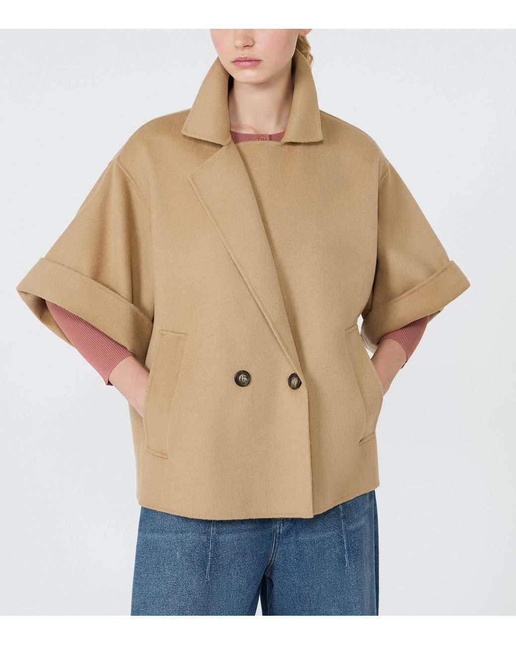Weekend by Maxmara Natural Wool Short-Sleeved Jacket