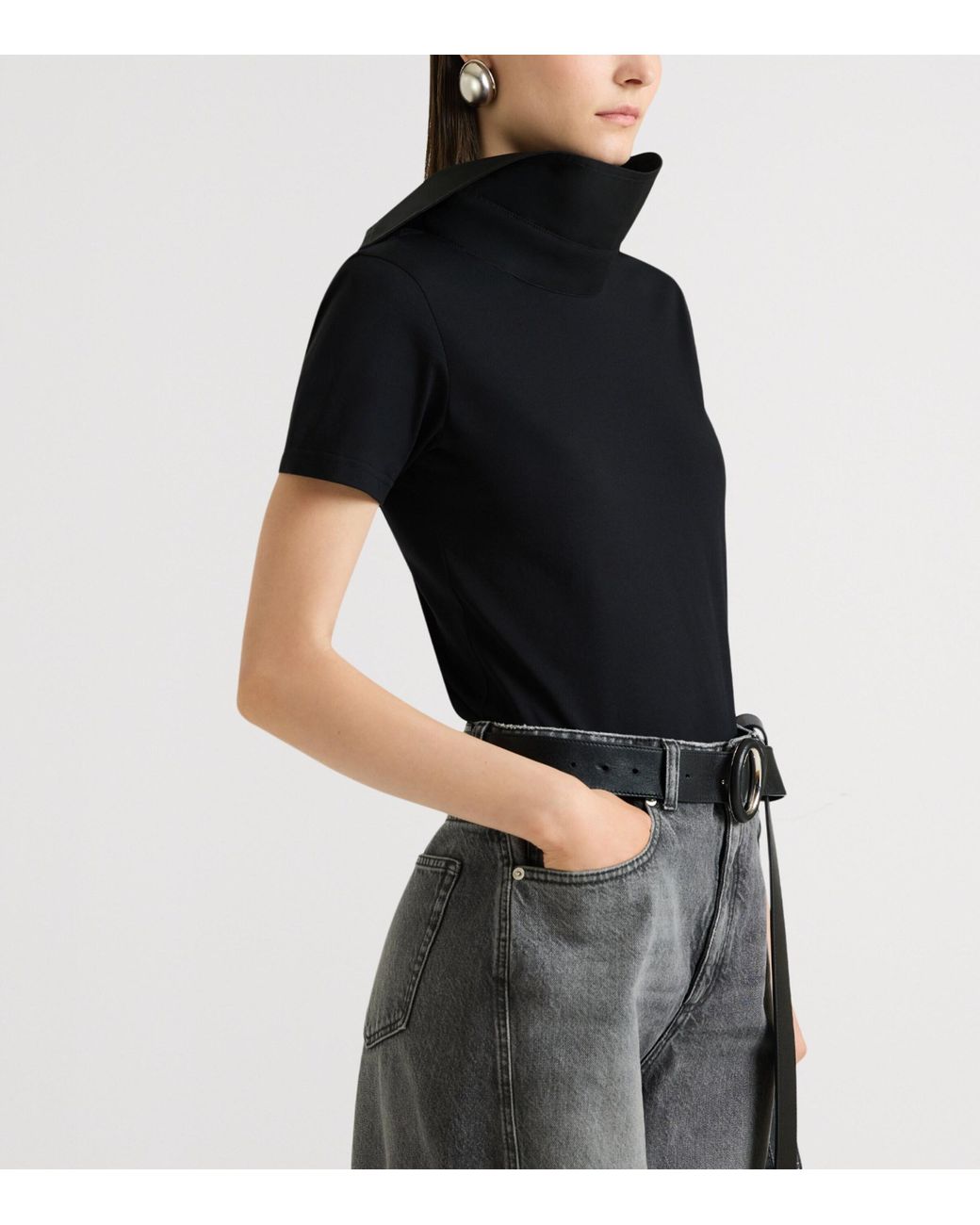 Givenchy Black Cotton Reverse Collar T-Shirt