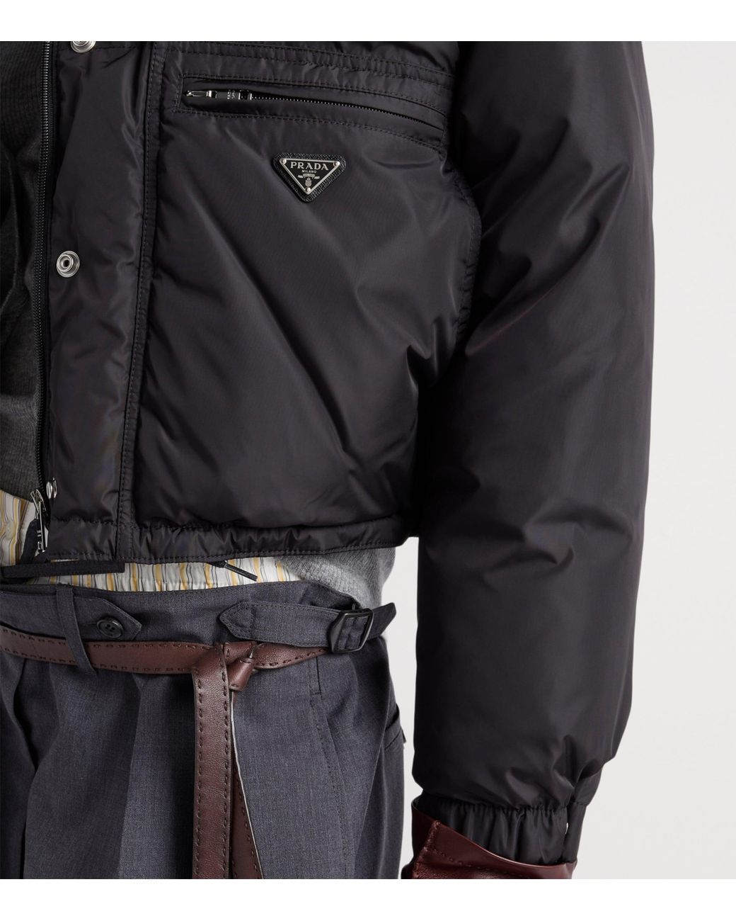 Prada Black Re-Nylon Cropped Down Jacket