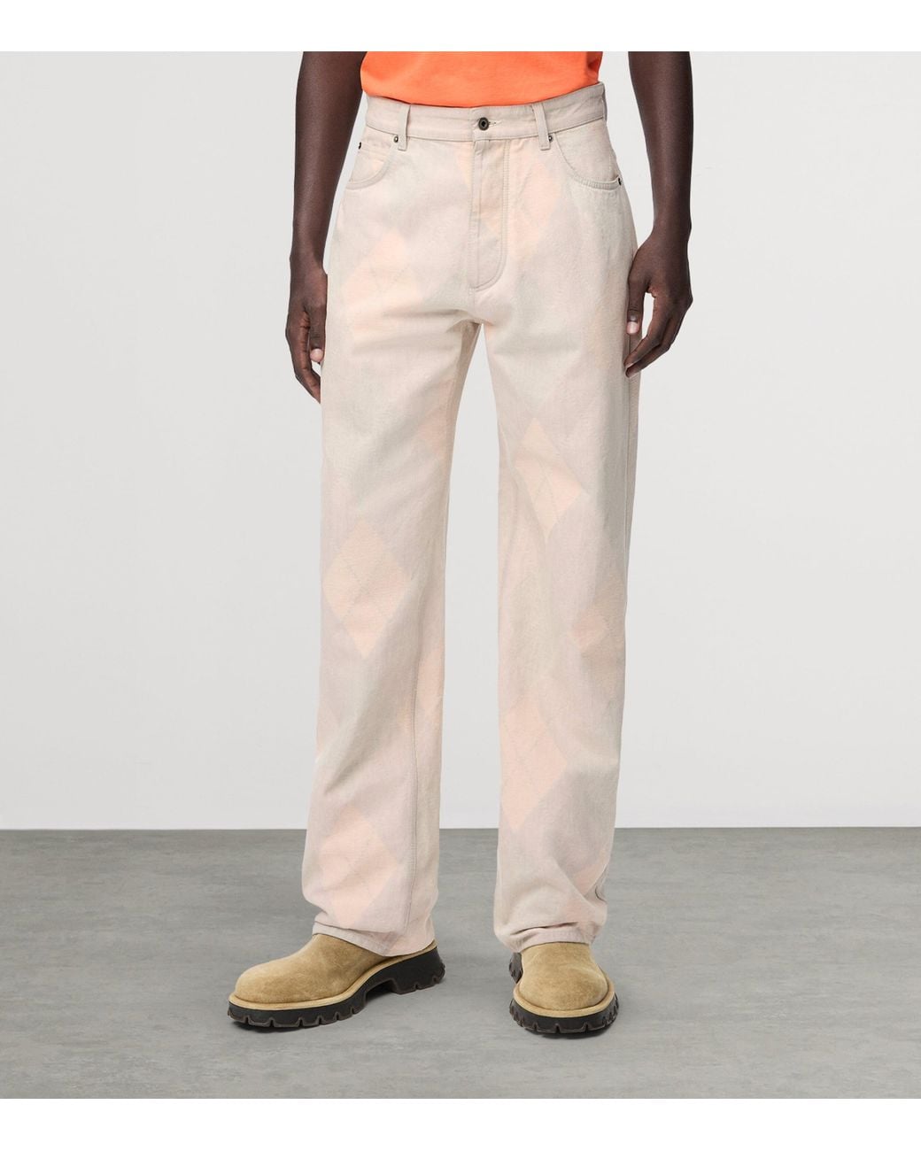 Loewe Natural Argyle-Print Jeans for men