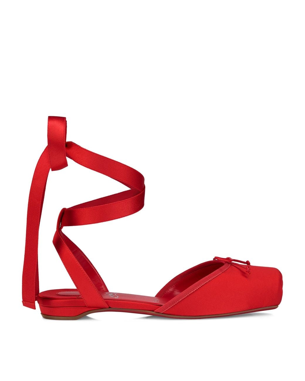 Christian Louboutin Red Cassia Lace-Up Satin Ballet Flats