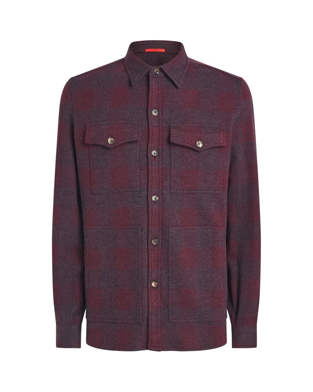Isaia Purple Wool Check Overshirt for men