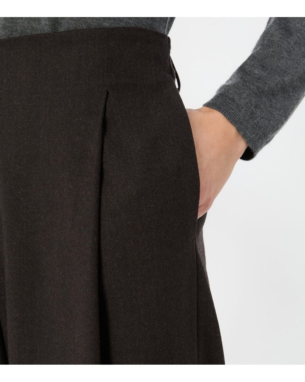 Max Mara Black Virgin Wool Belted Tailored Trousers