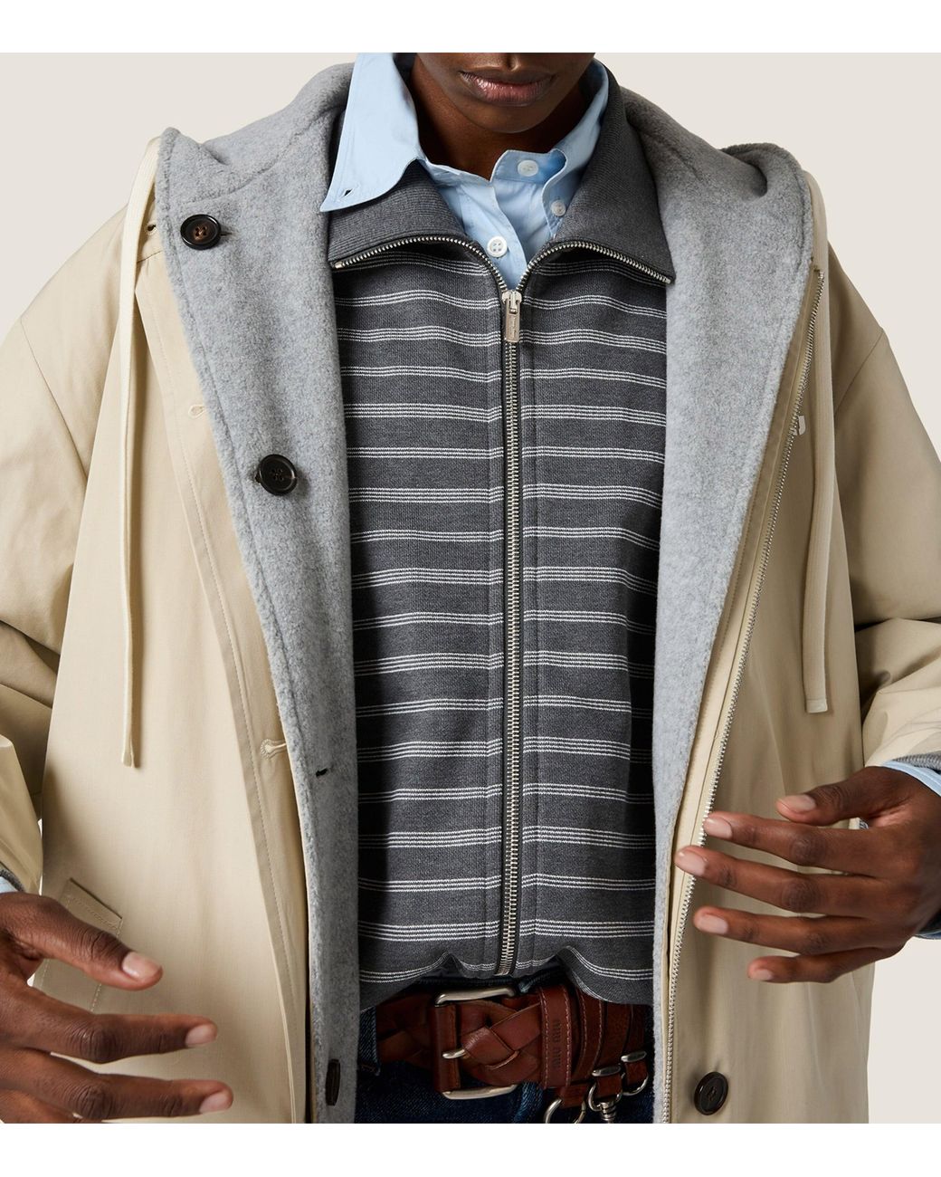 Miu Miu Natural Panama Cotton Hooded Jacket
